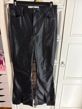 Hollister Black Faux Leather Boot-Cut Pants